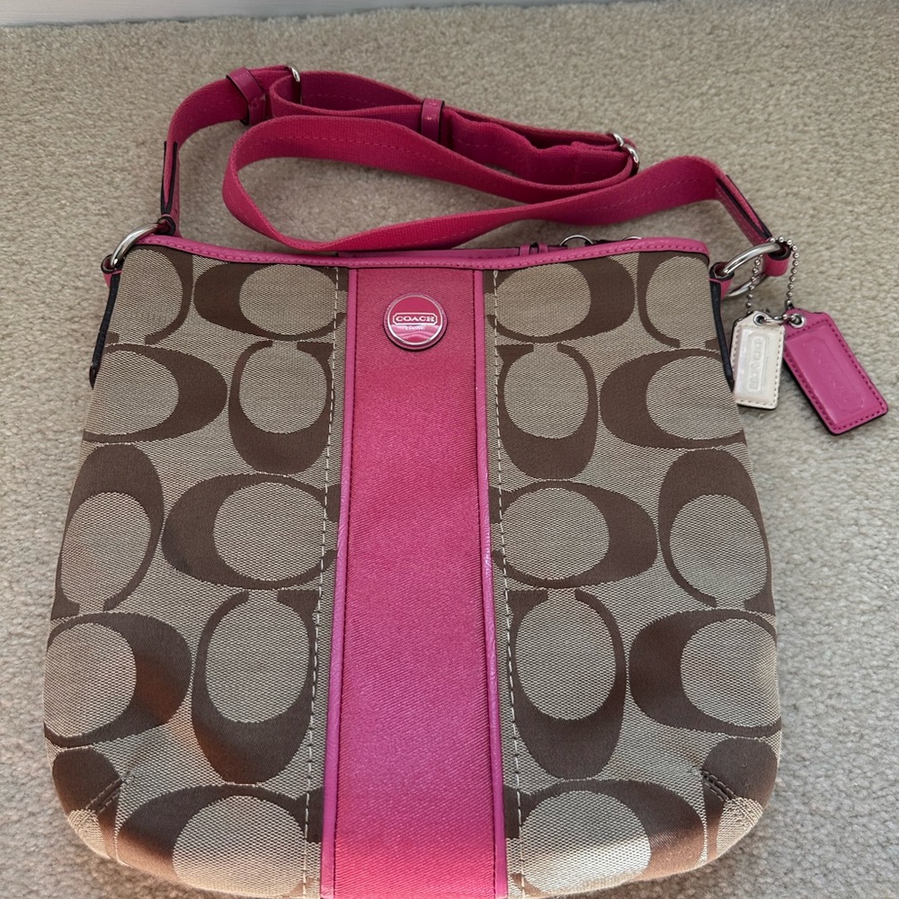 Coach Brown and Pink Crossbody Bag